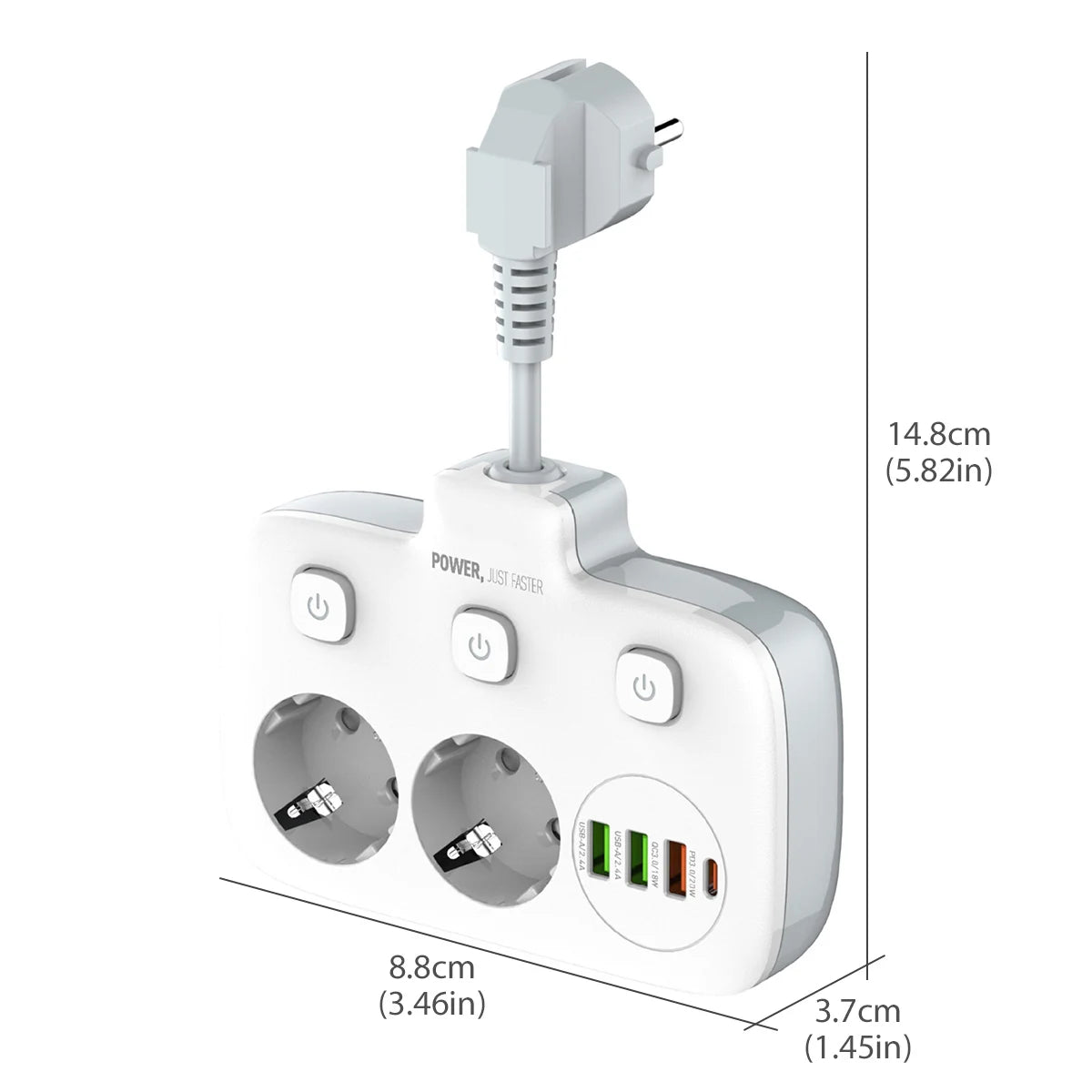 Smart Power Strip 3AC Ports 3520W