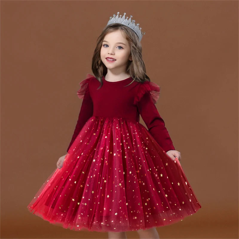 Robe de soirée à manches volantes pour petites filles