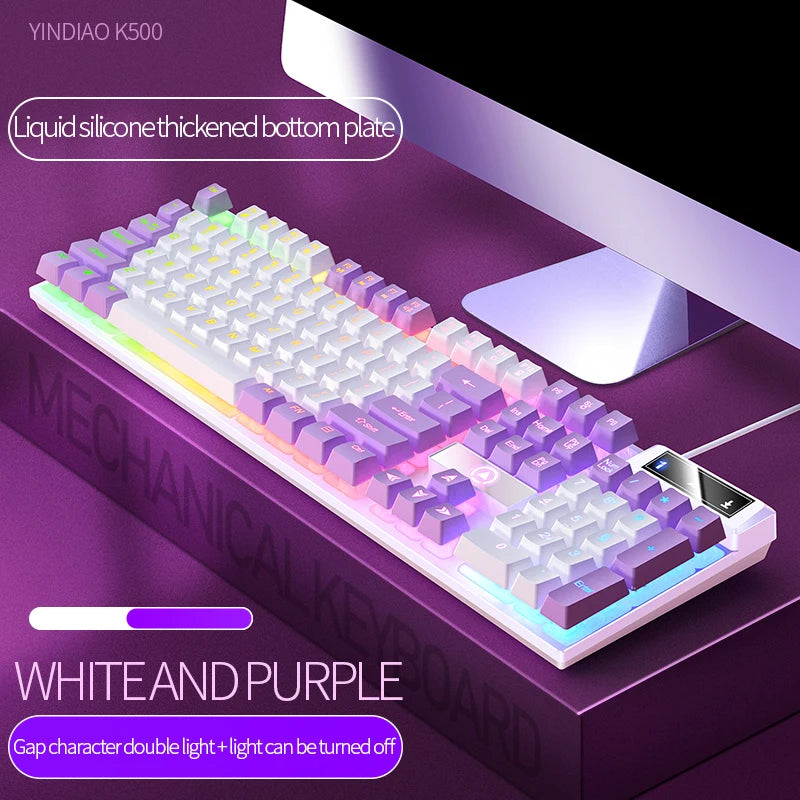Kabelgebundene Gaming-Tastatur K500 in Pink – gemischte weiß-rosa Tastenkappen