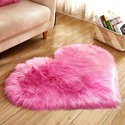 Heart Shaped Fluffy Shag Area Rug