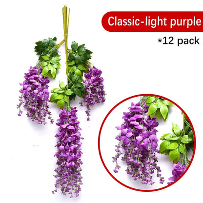 Künstliche Glyzinien-Girlande zum Aufhängen, Rot, 12 Stück