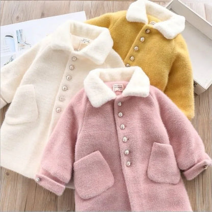 Manteau en velours imitation vison pour enfants coréens