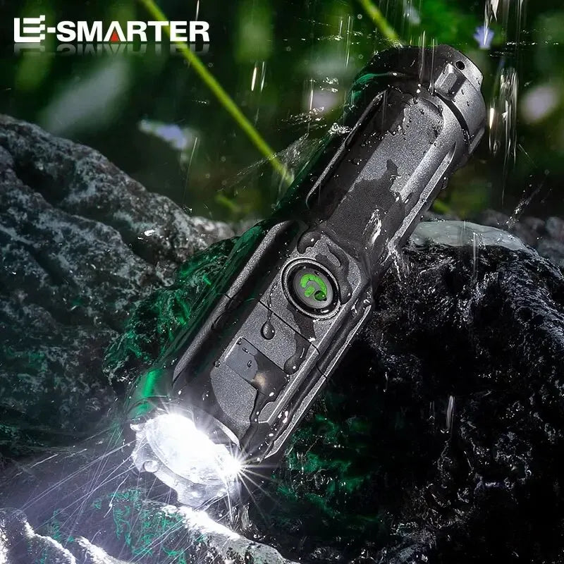 Rechargeable Telescopic Zoom Tactical LED Flashlight Waterproof Torch - 4 Lighting Modes Long-Range Camping Fishing