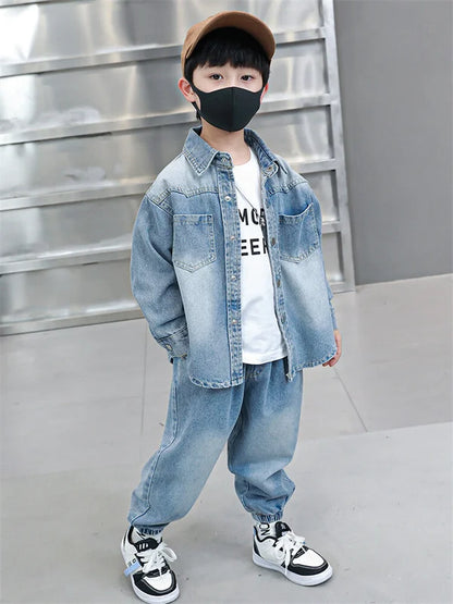 Boys Denim Jacket & Casual Outfit Set