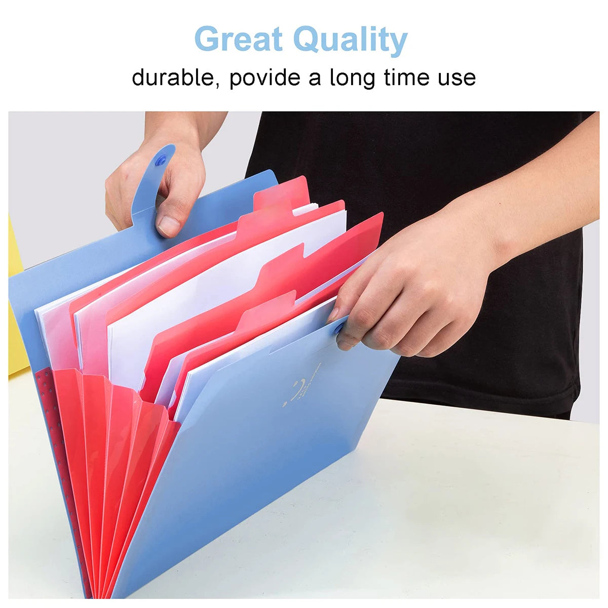 A4 Multi-Layer File Bag - Candy Color Five Grid Organizer for Office Stationery