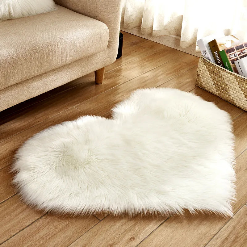 Heart Shaped Fluffy Shag Area Rug