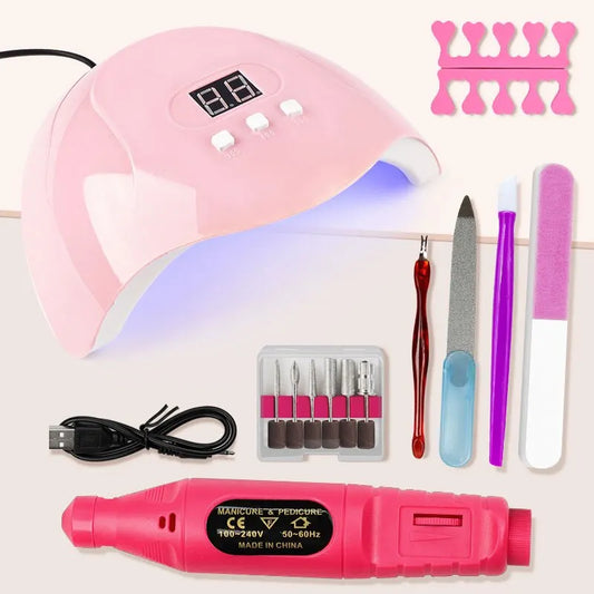 UV LED Lamp Kit with Electric Nail Drill - Manicure Tools Set
