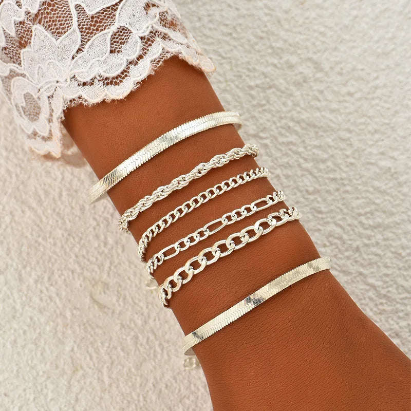 Vintage Multilayer Snake Chain Bracelets Set