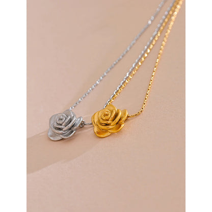 18K Gold Plated Stainless Steel Flower Pendant Necklace