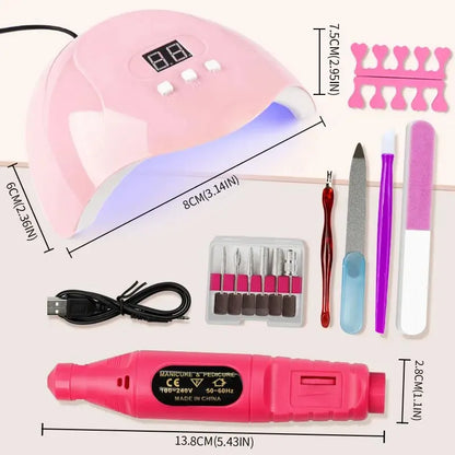 UV LED Lamp Kit with Electric Nail Drill - Manicure Tools Set