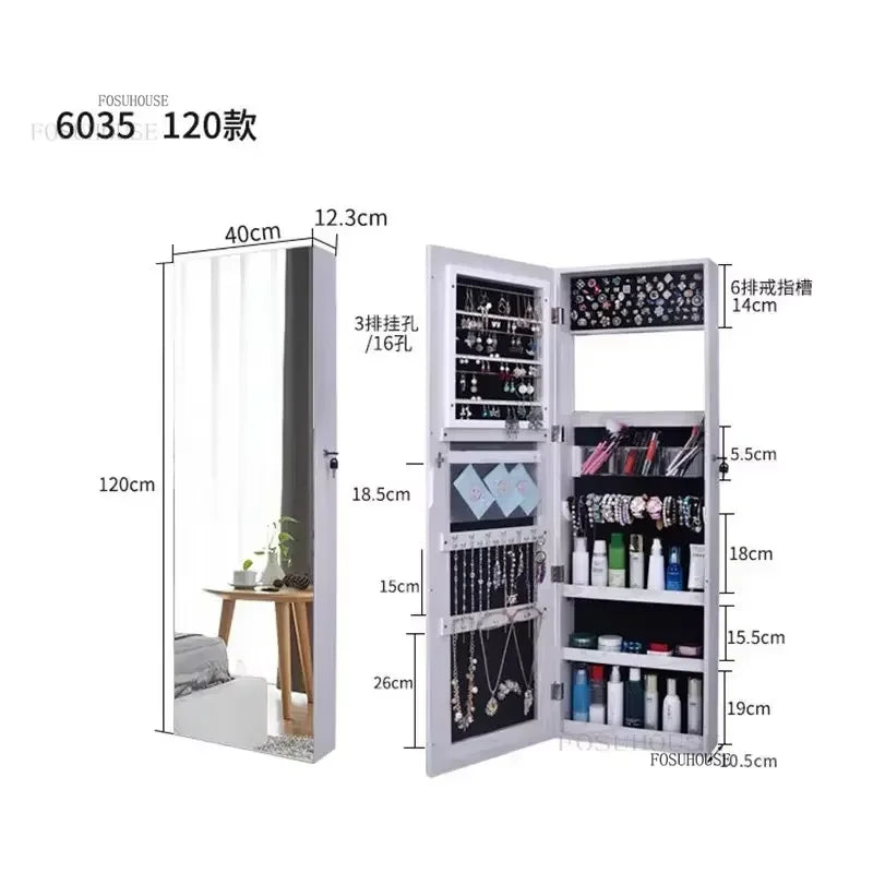 White Vanity Mirror Jewelry Cabinet