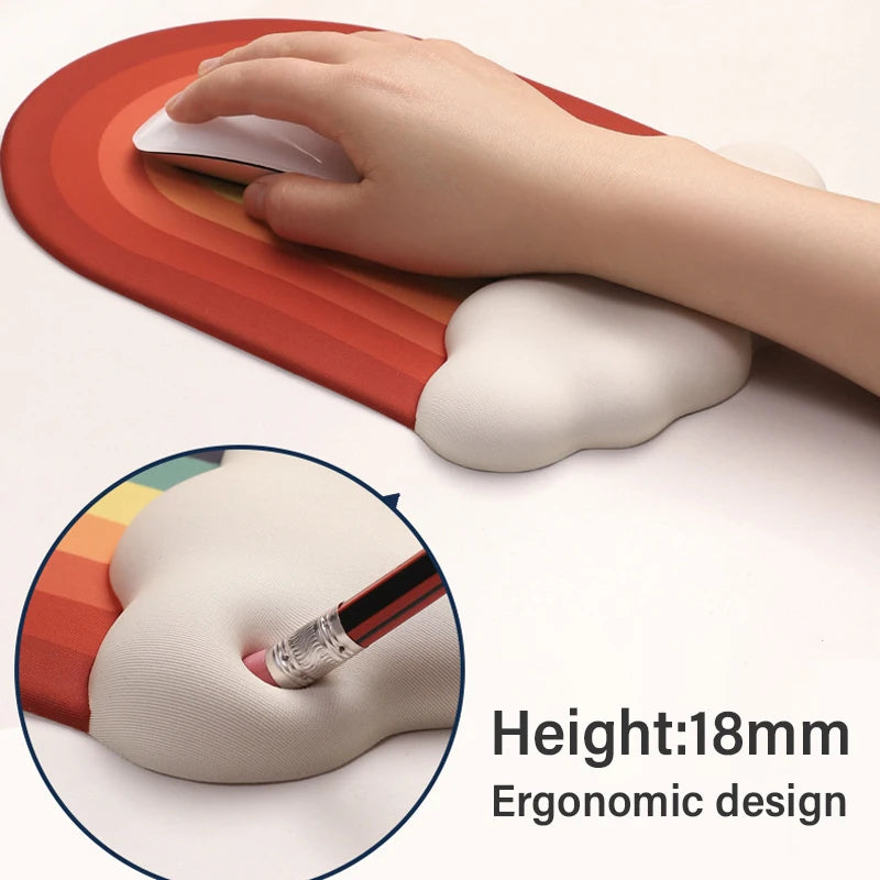 Ergonomisches Regenbogen-Mauspad mit Memory Foam-Handgelenkauflage