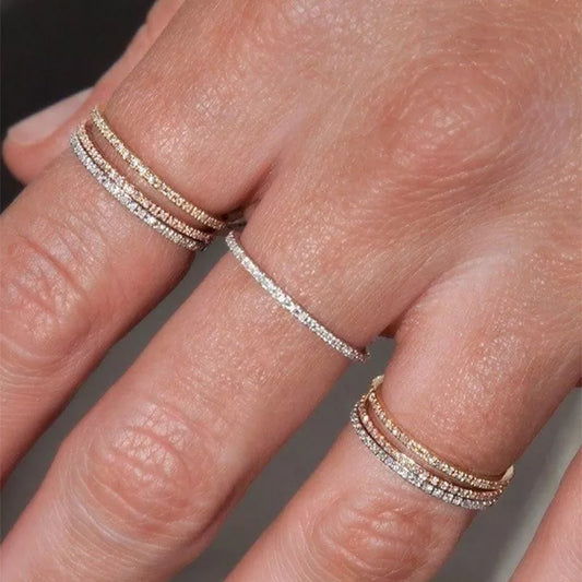 Stapelbare kleine Ringe mit Mikropavé-Zirkon für Damen