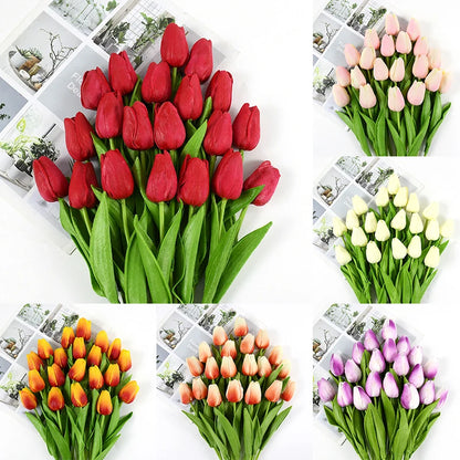 35 cm künstlicher Tulpenstrauß – 10/5 Stück PE-Schaumblumen 