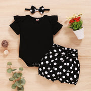 Adorable 3Pc Black Bodysuit Set for Baby Girl