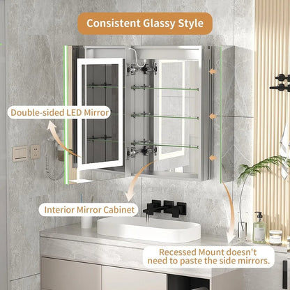 Golden Frame Wall Mount Mirror Cabinet