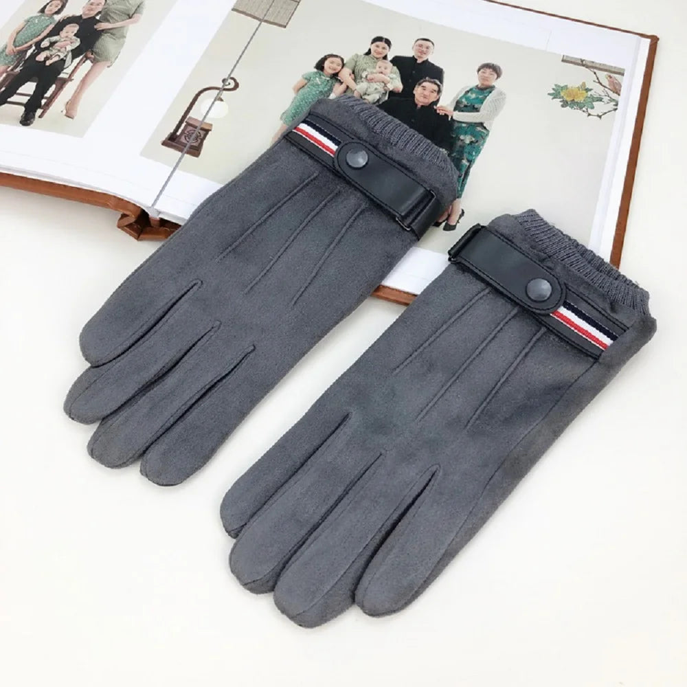 Men's Winter Suede Gloves - Thickened