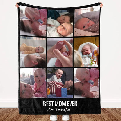 I Love You Custom Blanket with Photo Collage Text Picture Throw Blanket Valentine's Day Birthday Gift