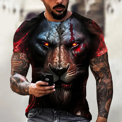 Men's Oversized 3D Tiger Print Summer Tee