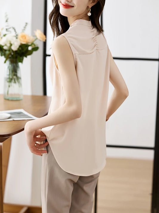 Ärmellose Frühlings-Chiffon-Büroblusen für Damen