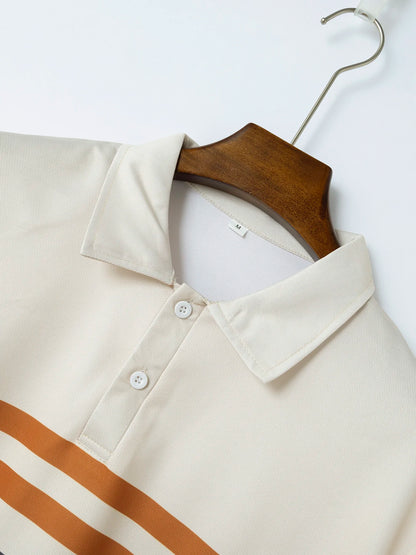 Kurzärmliges Poloshirt für Herren mit Splice-Streifendruck