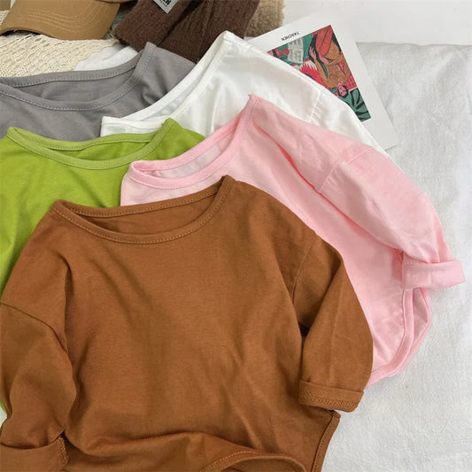 T-shirt printemps-automne pour enfants, garçons et filles
