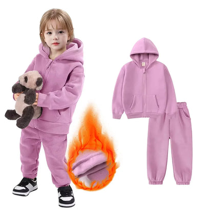 Toddler Winter Clothing with Plush Hooded Sweater