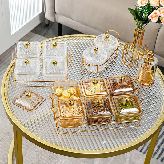 Assiette à salade de fruits secs, plats à collation, carré transparent