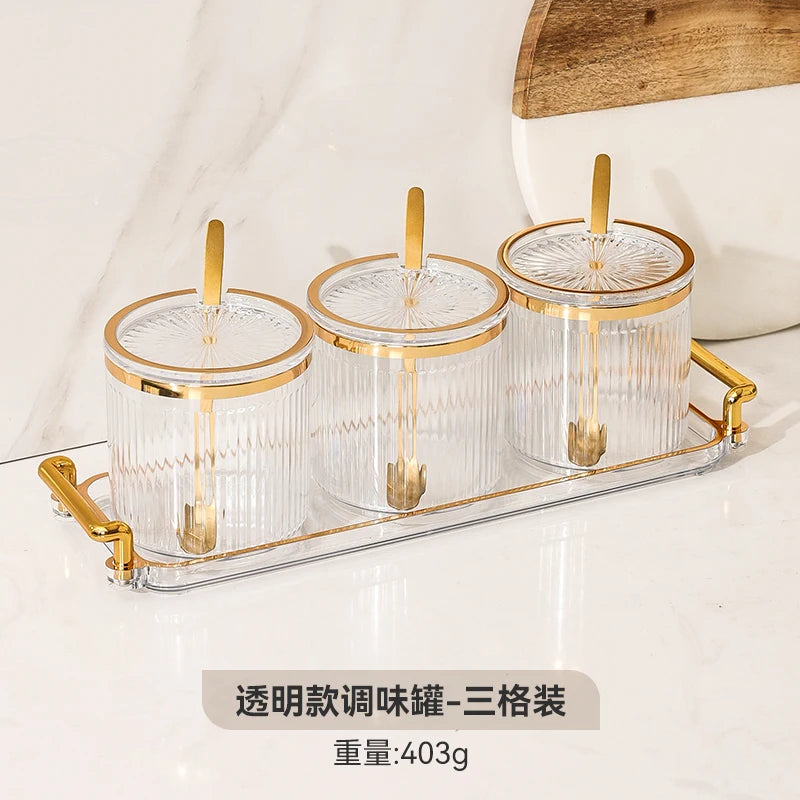 European Acrylic Striped Seasoning Jar Set