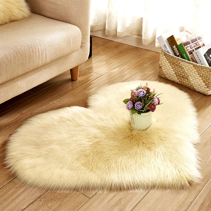 Heart Shaped Fluffy Shag Area Rug