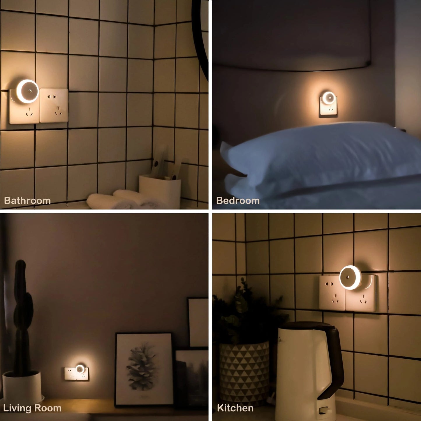 Lampe murale intelligente à LED avec capteur de lumière nocturne et prise en charge