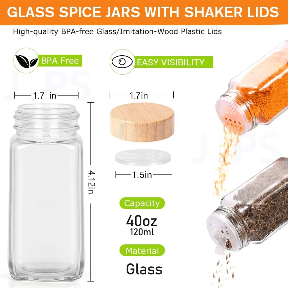 12Pcs Glass Lid Spice Jars