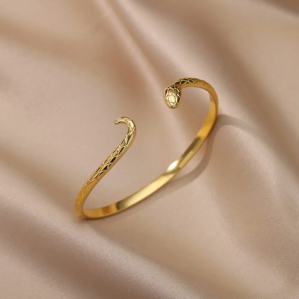 Gold-Plated Stainless Steel Cuff Bracelet for Women