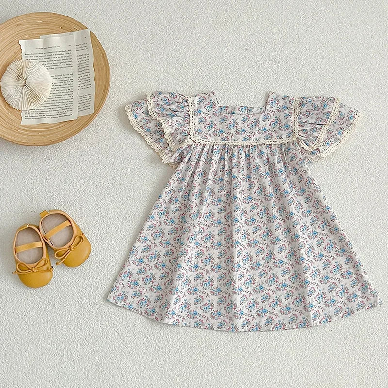 Robe imprimée à manches courtes pour fille