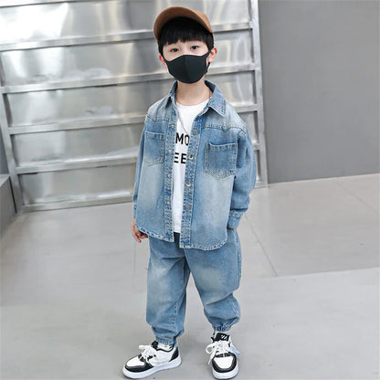 Boys Denim Jacket & Casual Outfit Set