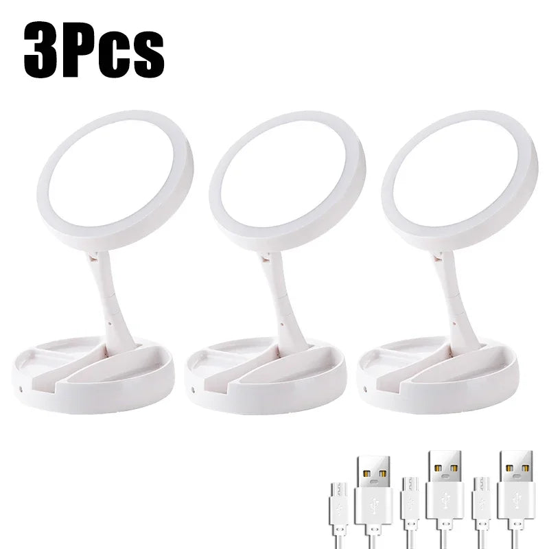 Miroir de courtoisie de maquillage à LED amovible