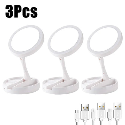 Miroir de courtoisie de maquillage à LED amovible