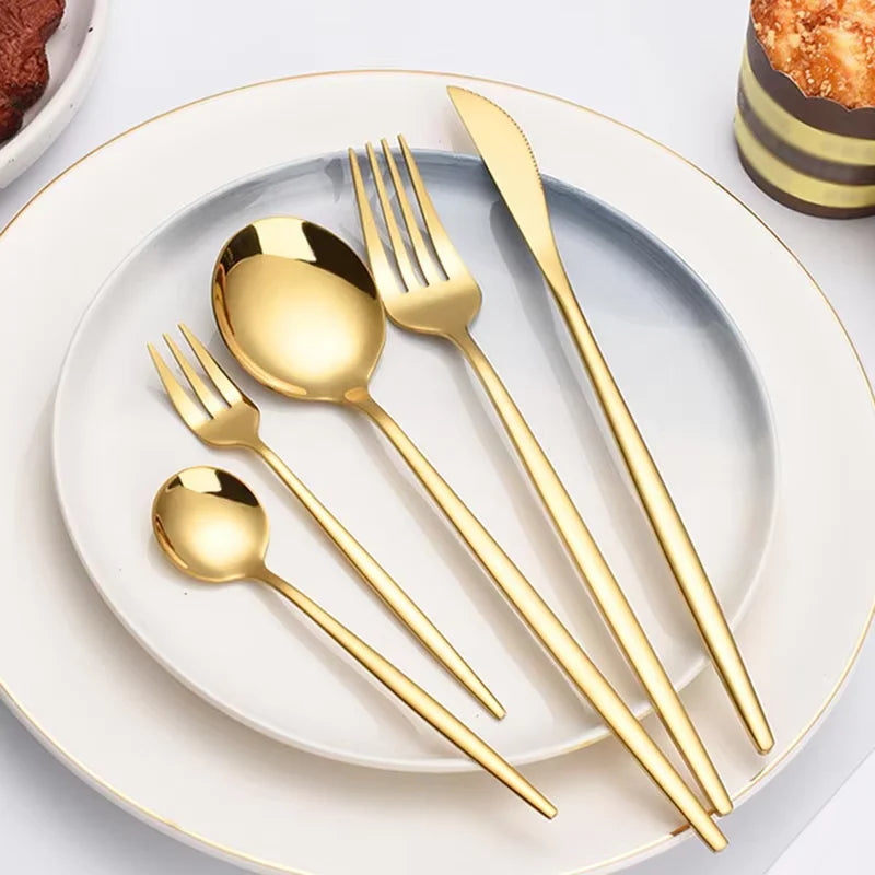 24pcs Golden Stainless Steel Spoon Set