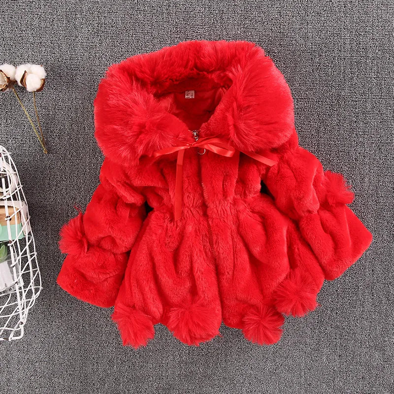 Manteau en fausse fourrure pour bébé fille – Veste d'hiver chaude 