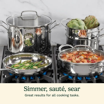 Tri-Ply Clad Stainless Steel Cookware Set