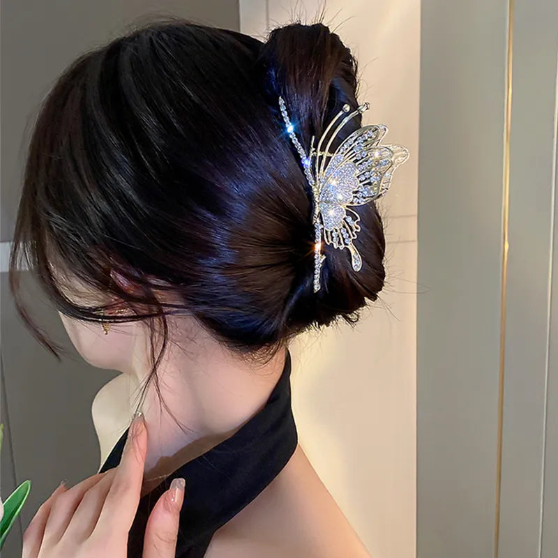 Pince à cheveux papillon en métal pour femme
