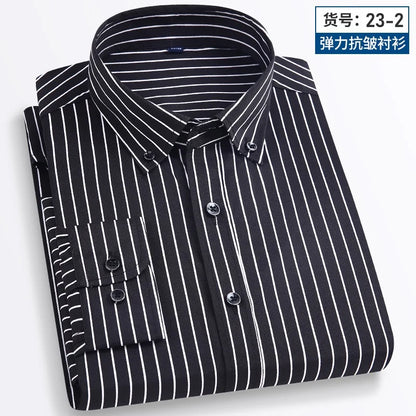 Long Sleeve Vertical Stripe Slim Fit Men's Dress Shirt