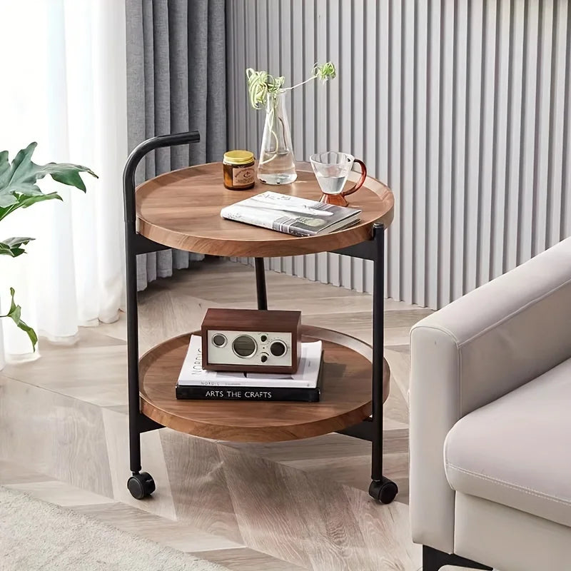 Multifunctional Double-Layer Wooden Coffee Table