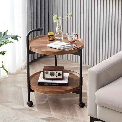 Multifunctional Double-Layer Wooden Coffee Table