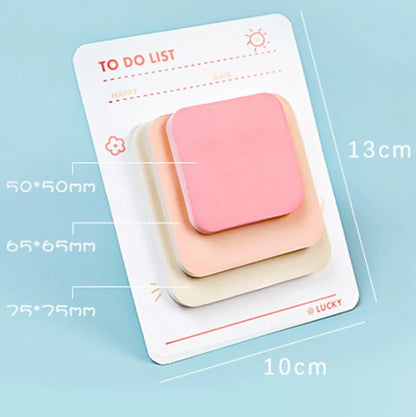 Multicolor Adhesive Notepad in 3 Sizes for Office and School