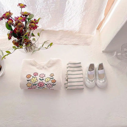 Baby Clothes Soft Flower Print T-shirt & Leggings