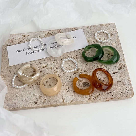 3 anneaux en acrylique de style coréen