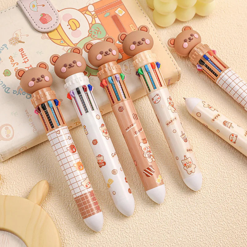 10-Color Cartoon Bear Gel Pen