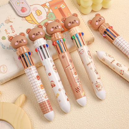 10-Color Cartoon Bear Gel Pen