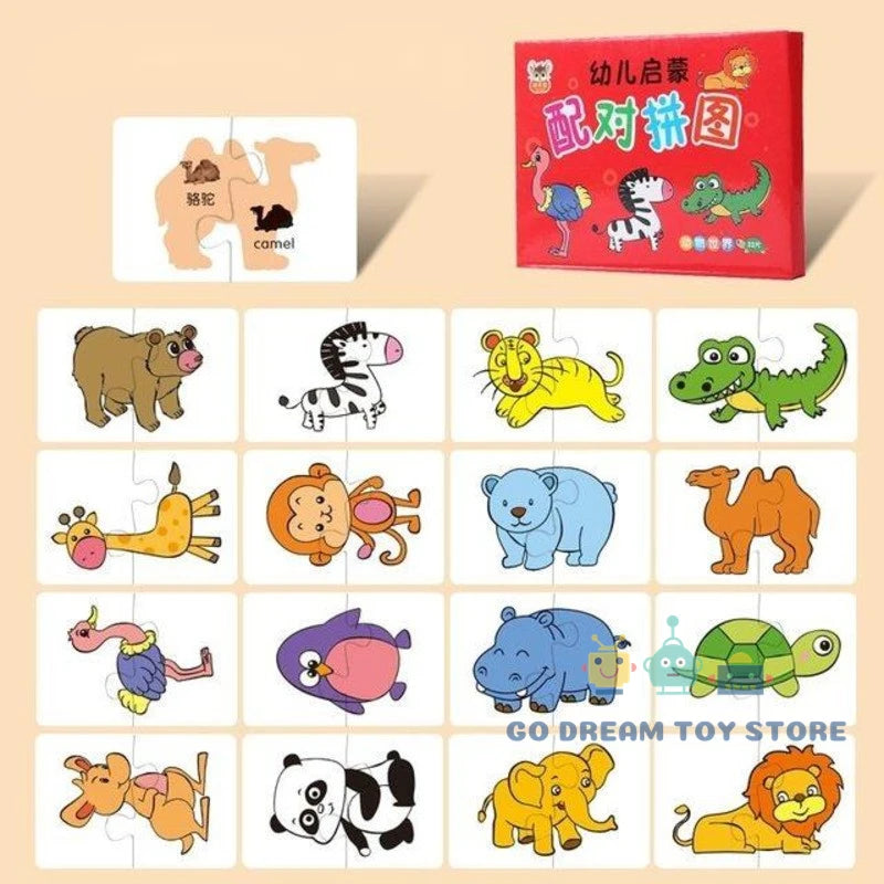 32-Piece Toddler Matching Cards - Montessori Animal Puzzle